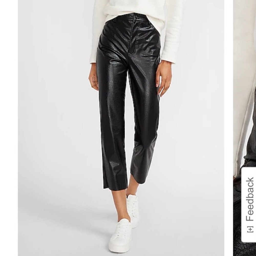 NWT High Waist Croc Vegan Leather Cropped Jeans